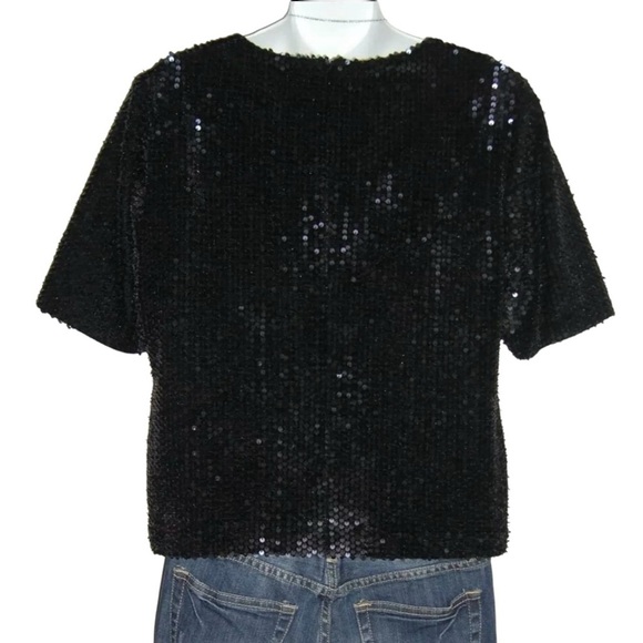 Ann Taylor Blouse Sequin Glam Art Deco Evening Party Shirt Business Work Preppy - Picture 4 of 9
